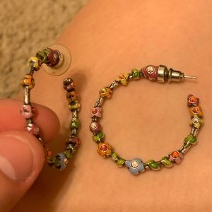beaded flower hoops